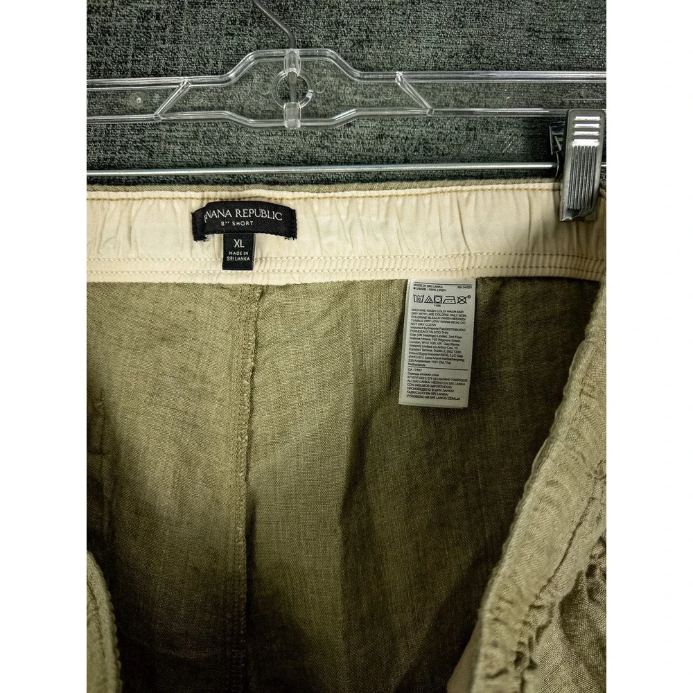 Banana Republic Mens Olive Green Linen XL Drawstring Shorts Elastic Waist